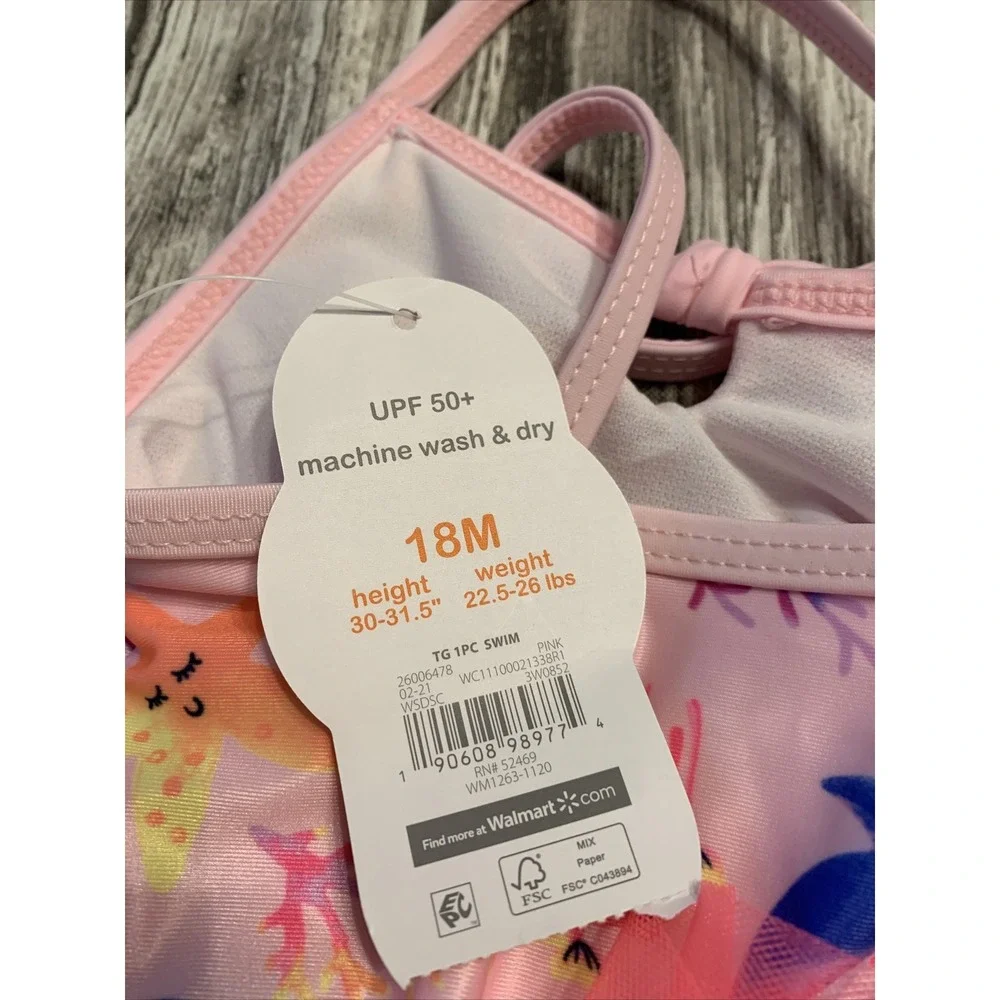 Wonder Nation Baby‎ Bathing Suit Size 18  Months Pink Tutu One Piece Swim